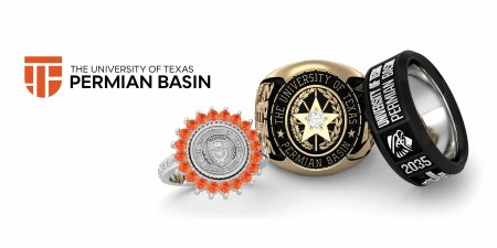 Three class rings available for the University of Texas Permian Basin.